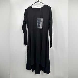 FOIL New Zealand “Spin Me A Yarn” Flare Dress Sz 10 Black Viscose Stretch